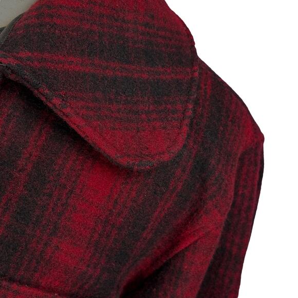 Vintage Woolrich Jacket Men’s 44 Red Black Plaid Wool 30s 40s Hunting Coat Heavy - Picture 3 of 13